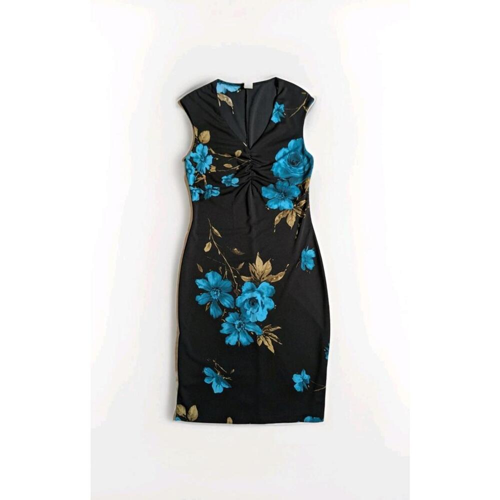 Vintage Le Chateau '90s Floral Midi Dress Dark Romance Whimsy Goth Fairy Holiday